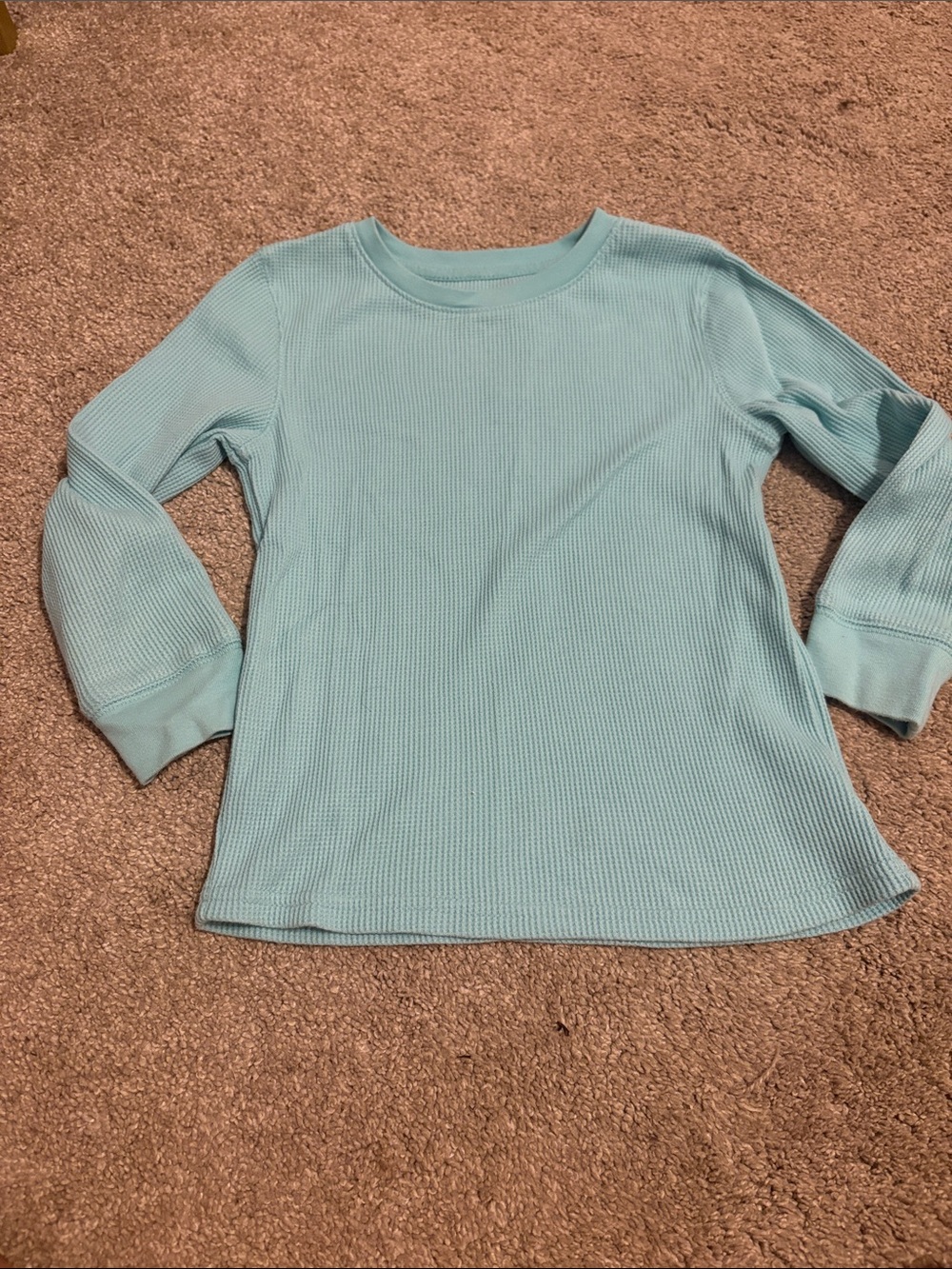 Cat & Jack Light Aqua Waffle Long-Sleeve Tee